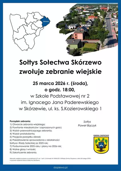 Zebranie wiejskie w Skórzewie 25.03.2026