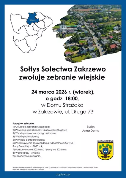 Zebranie wiejskie w Zakrzewie 24.03.2026