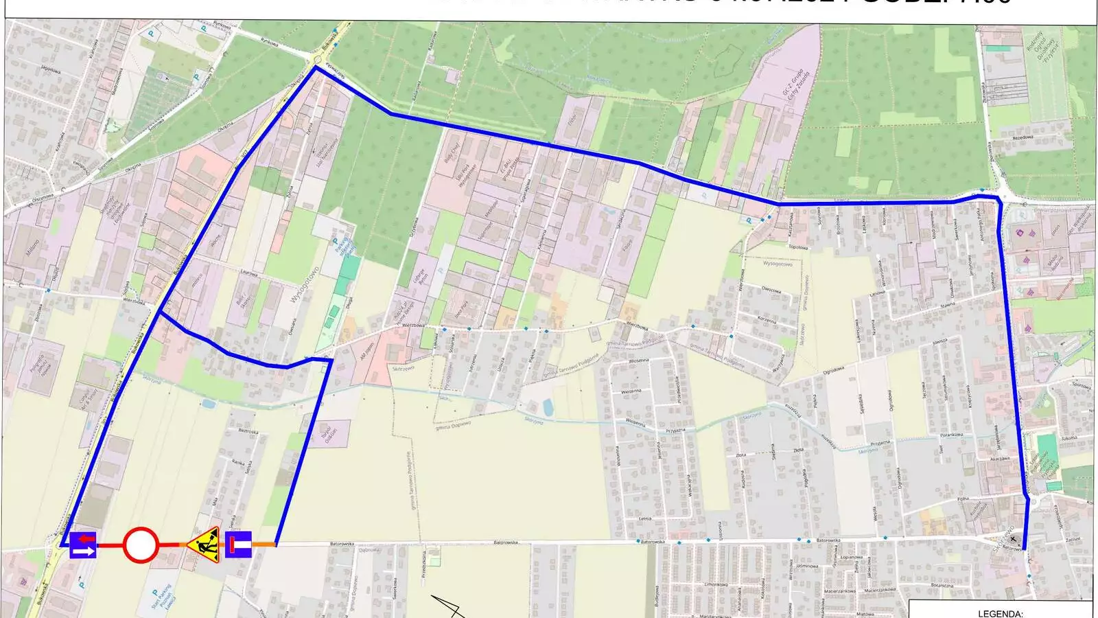 Zdjęcie mapy przedstawiające zmiany w organizacji ruchu na ul. Batorowskiej