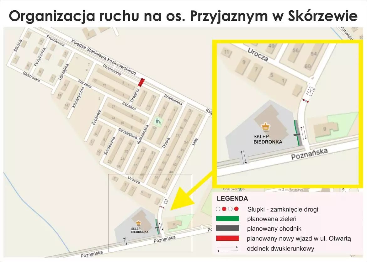 Organizacja ruchu na os. Przyjaznym w Skórzewie - schemat