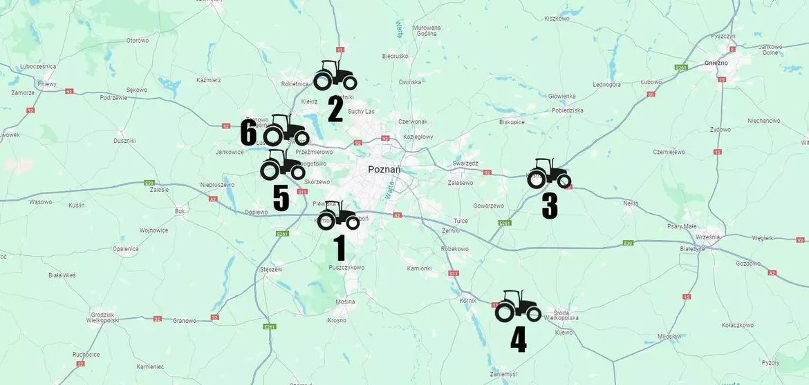 Protest Rolników - mapa