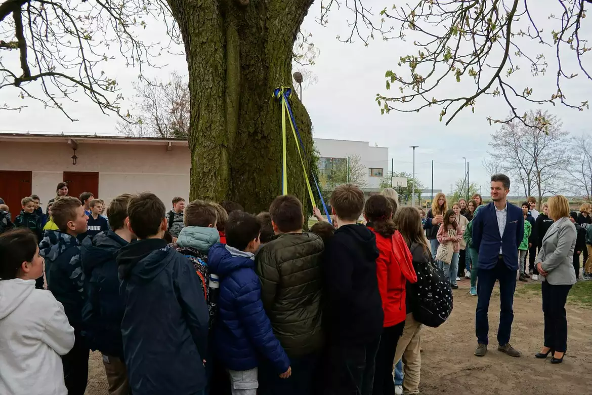 Odsłonięcie tabliczki "Pomnik Przyrody" w Dopiewcu