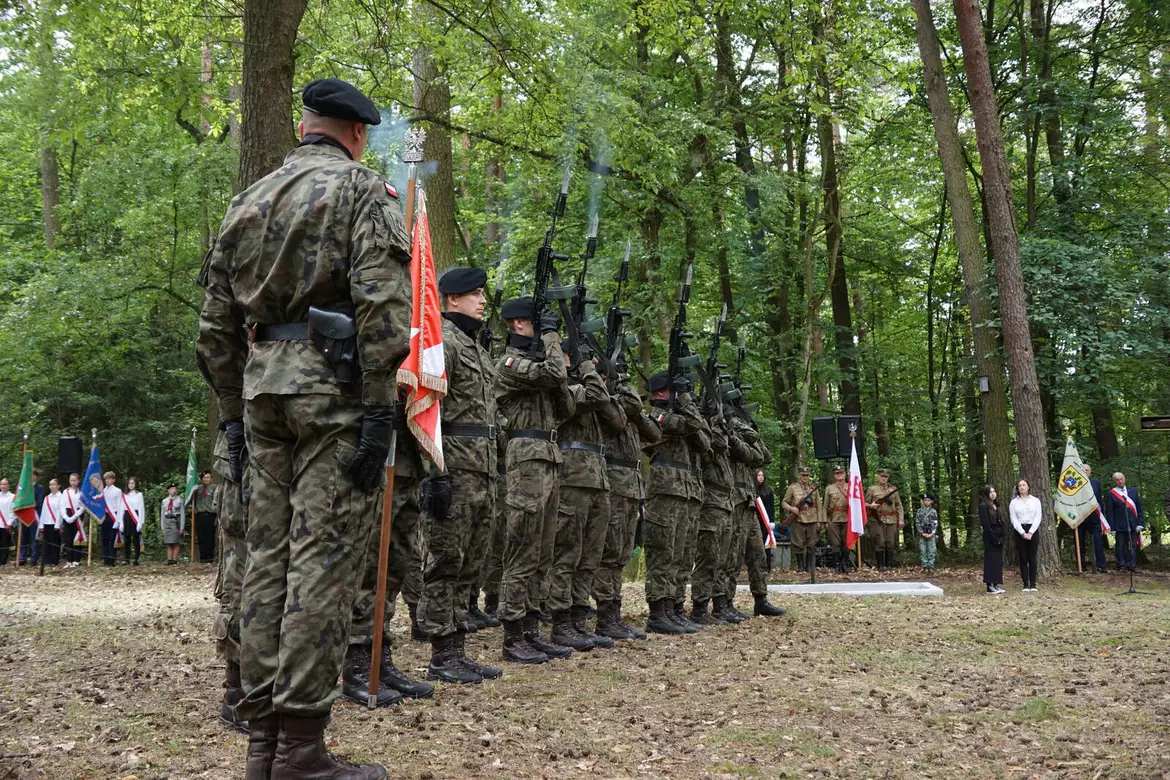 Salwa kompani honorowej. Żołnierze podczas wystrzału w górę z karabinów