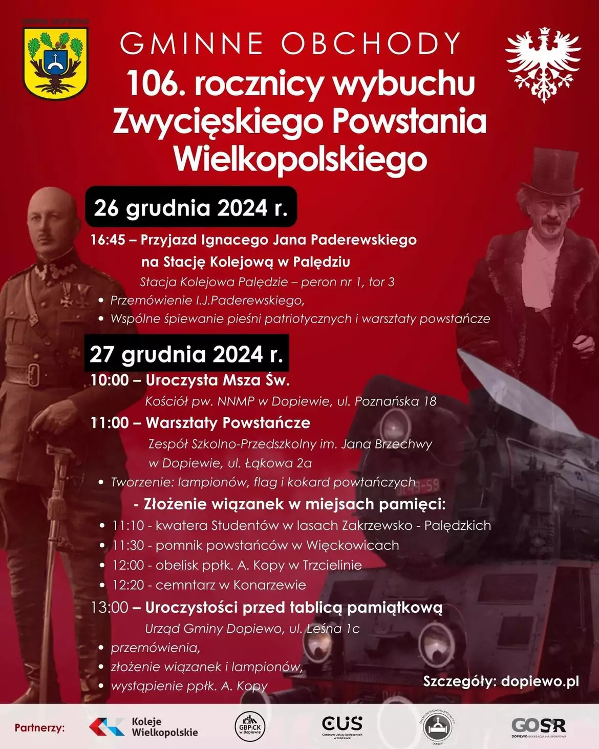 Plakat 106. rocznicy wybuchu Powstania Wielkopolskiego