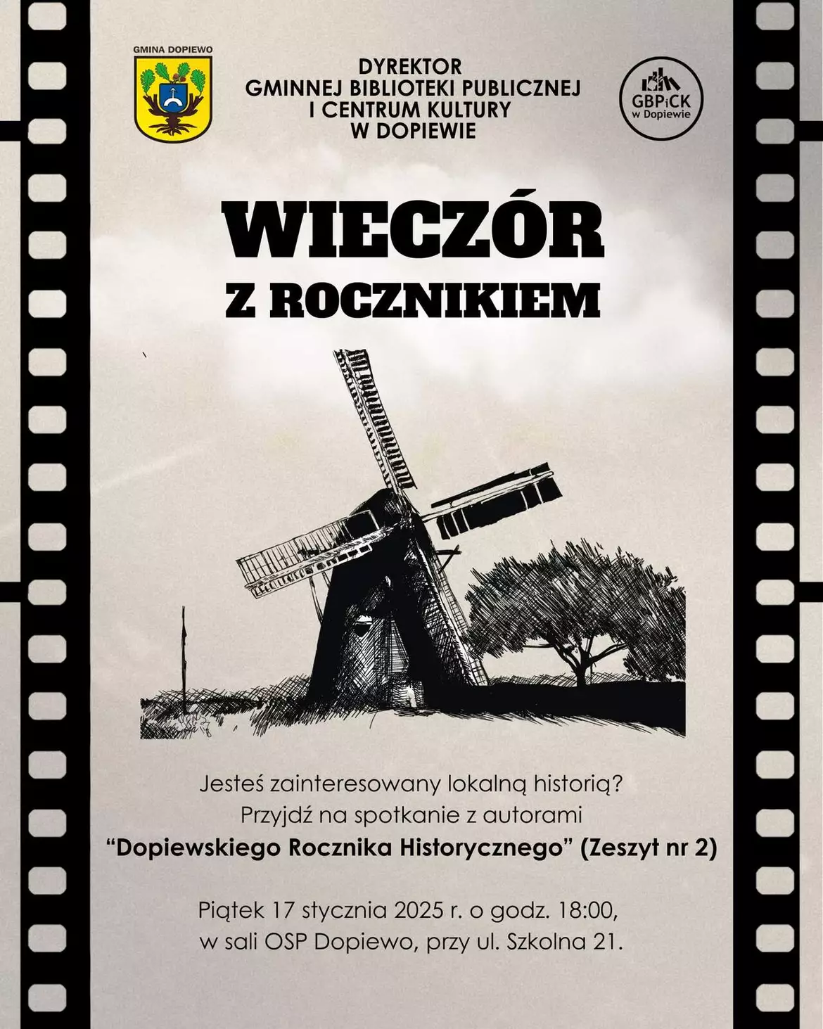 Plakat spotkania z autorami Dopiewskiego Rocznika Historycznego