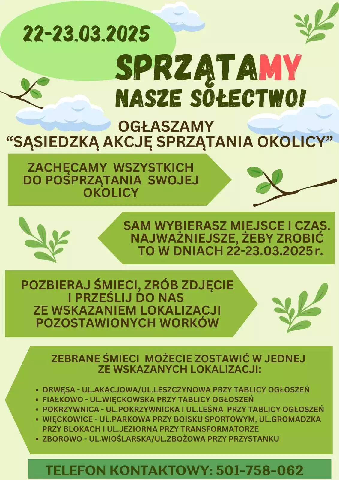 Plakat Sprzątanie Sołectwa Więckowice