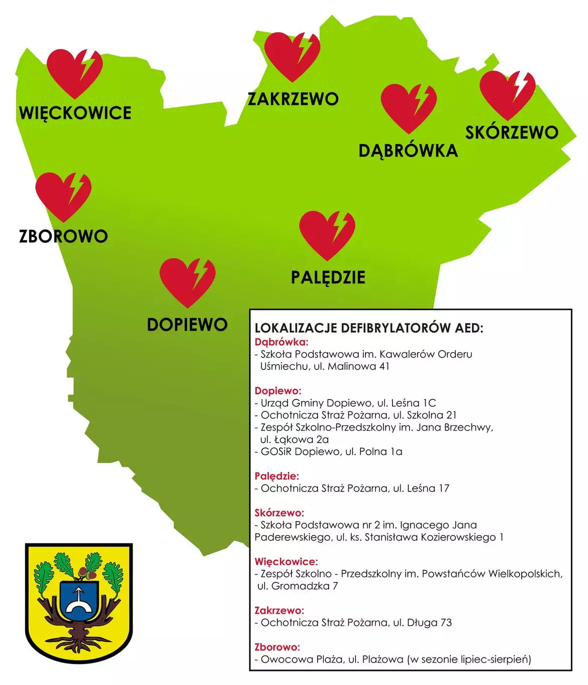 Lokalizacja defibrylatorów w Gminie Dopiewo
