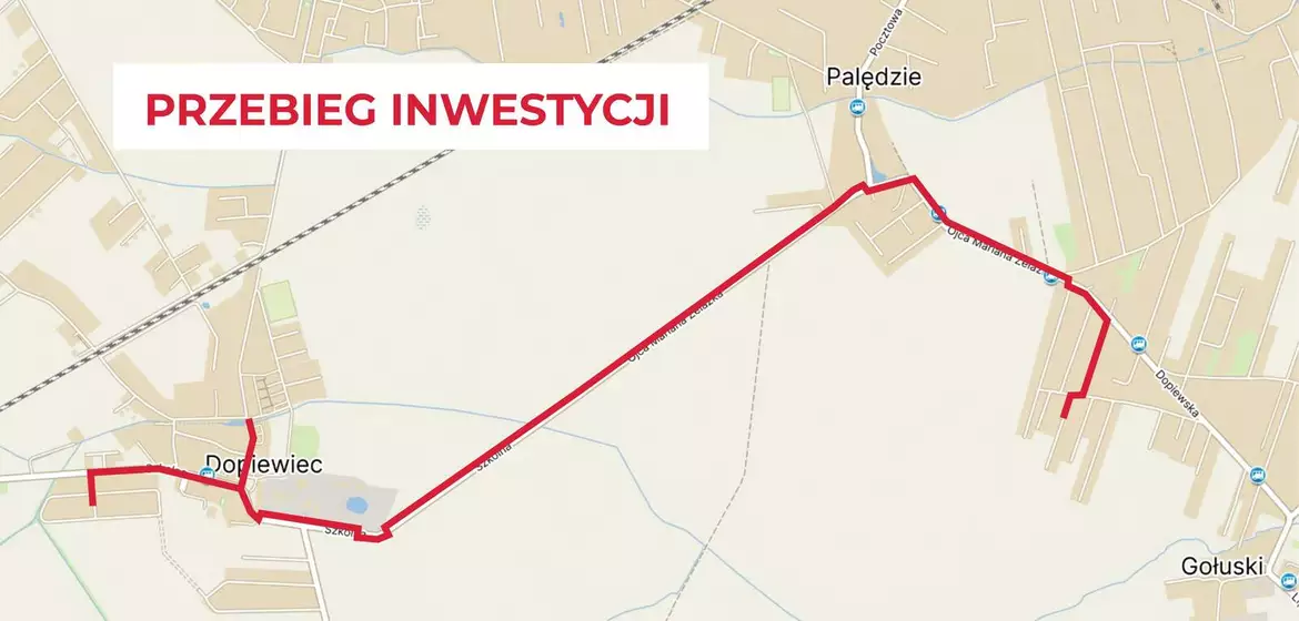 Przebieg inwestycji Gołuski - Palędzie - Dopiewiec