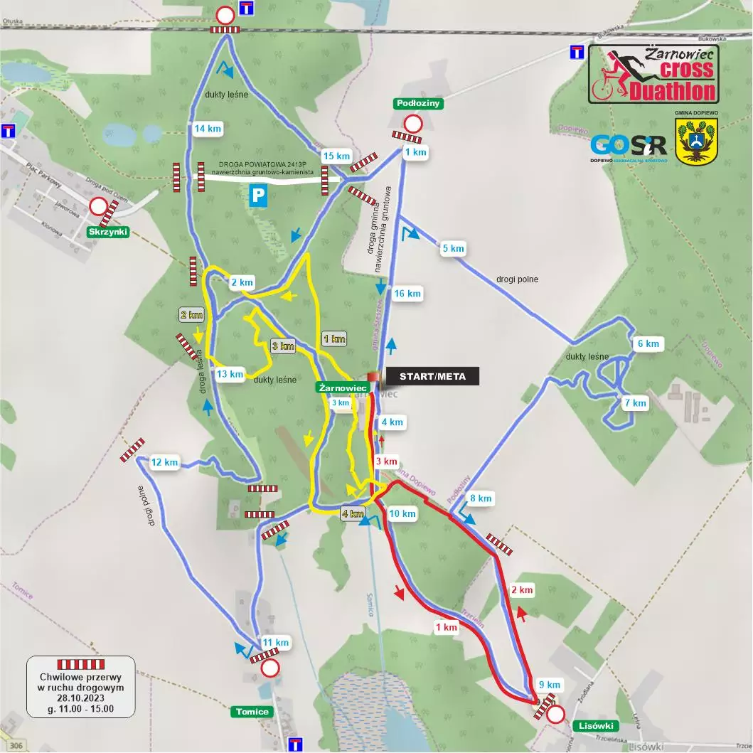 Mapa utrudnień podczas Duathlonu