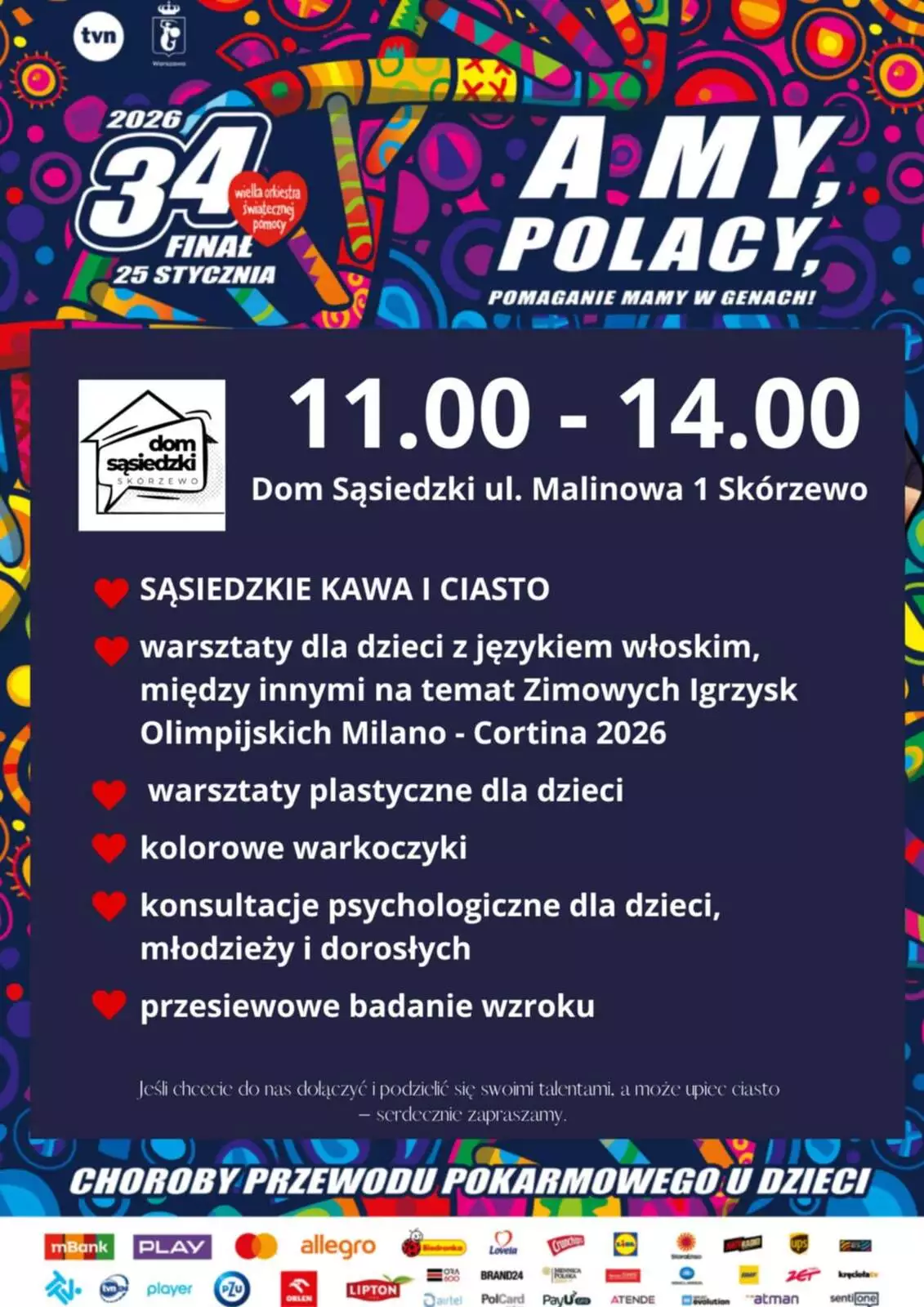 Plakat WOŚP - dom sąsiedzki