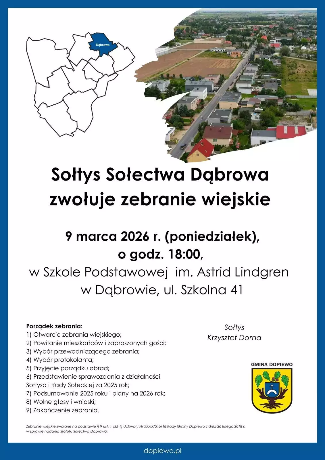Zebranie wiejskie w Dąbrowie 09.03.2026