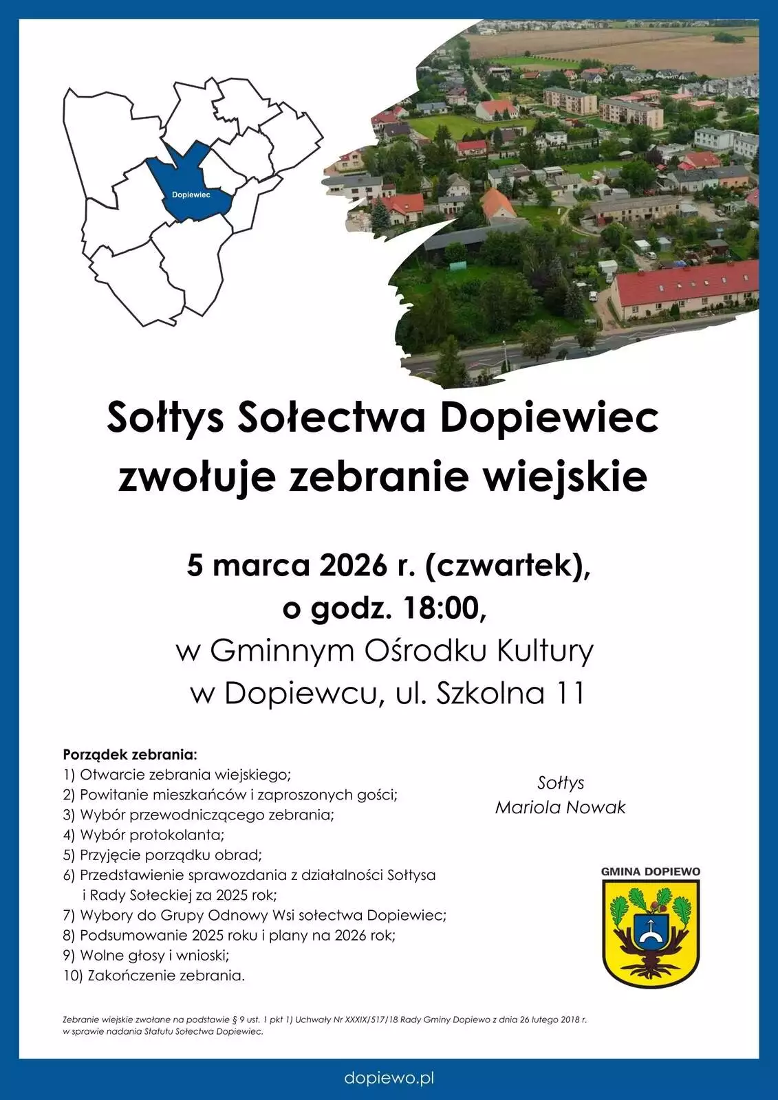 Zebranie wiejskie w Dopiewcu 05.03.2026