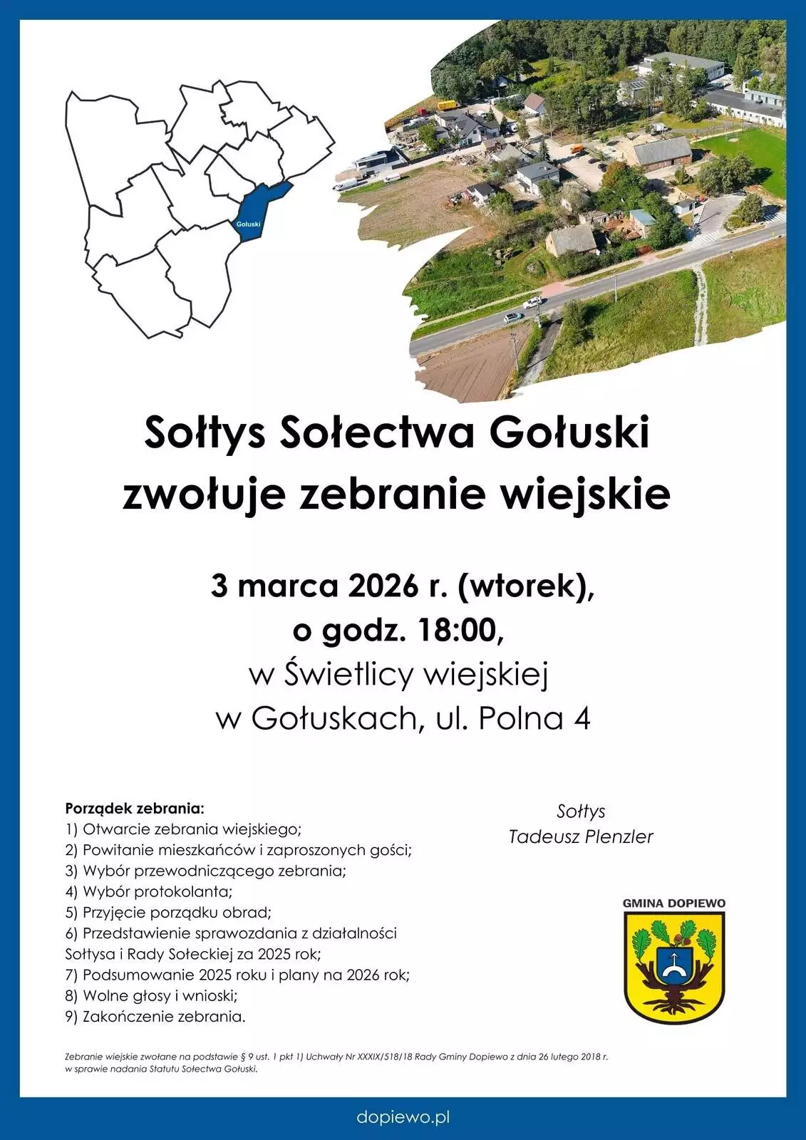Zebranie wiejskie w Gołuskach 03.03.2026