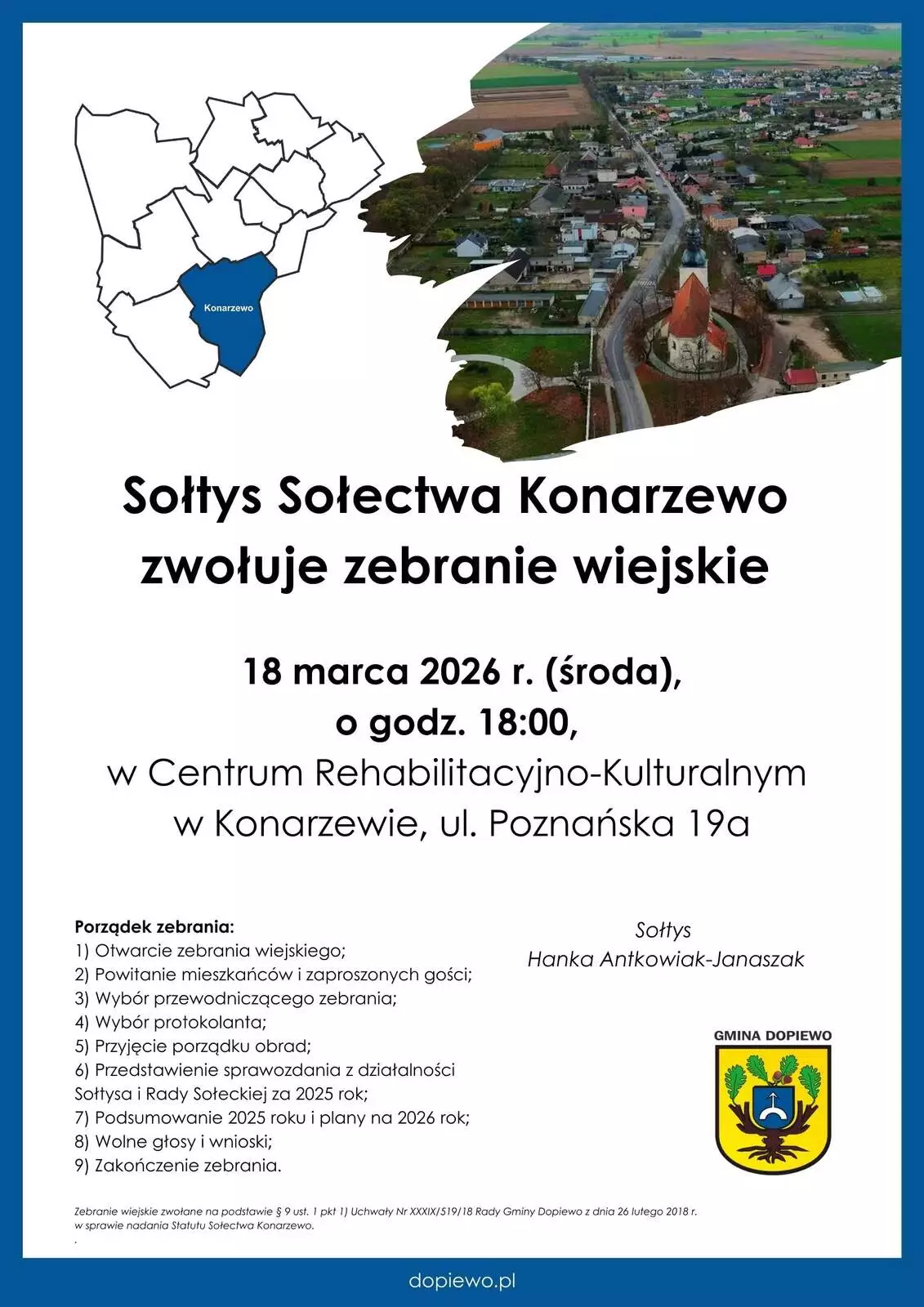 Zebranie wiejskie w Konarzewie 18.03.2026