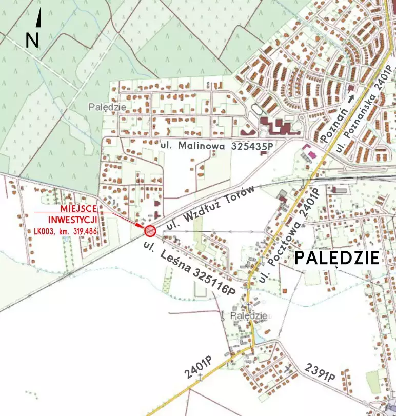 Zamknięty przejazd kolejowy Palędzie, ul. Leśna