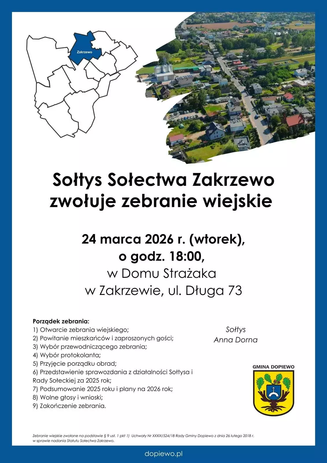 Zebranie wiejskie w Zakrzewie 24.03.2026