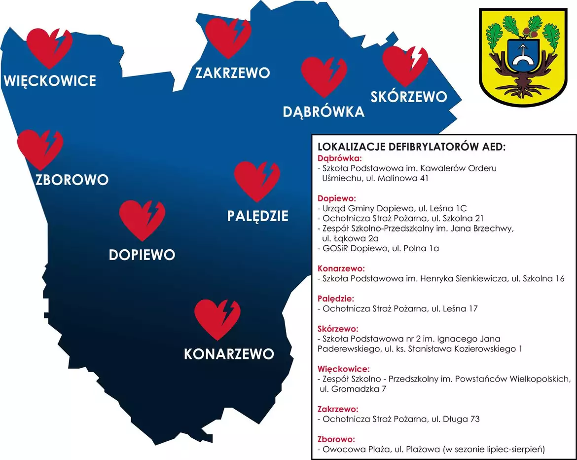Lokalizacja defibrylatorów w Gminie Dopiewo