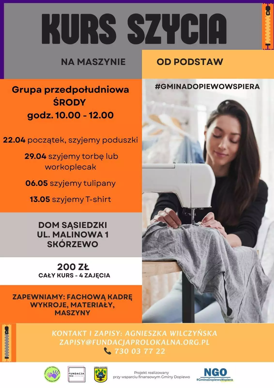 Kurs szycia od podstaw (grupa przedpopołudniowa, środy)