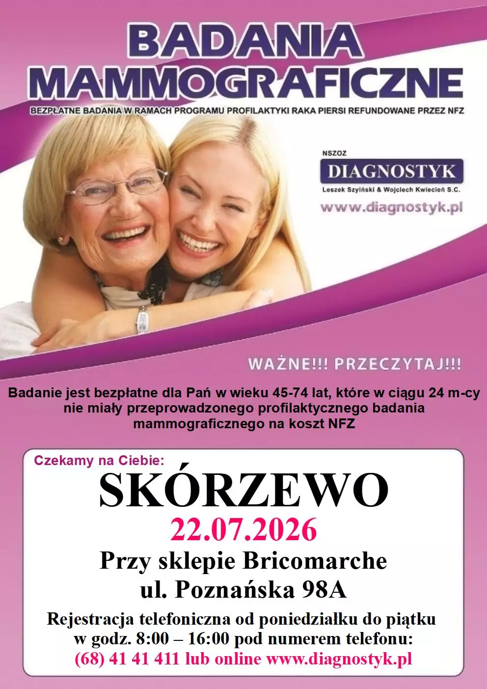 Plakat badania mammograficzne
