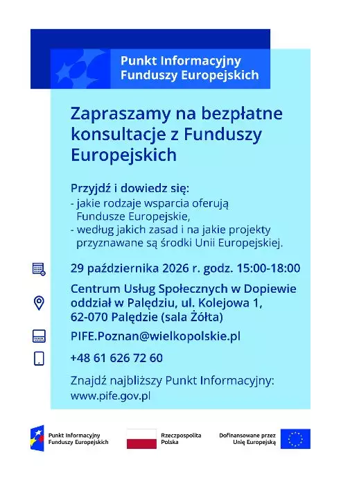 Konsultacje z Funduszy UE plakat