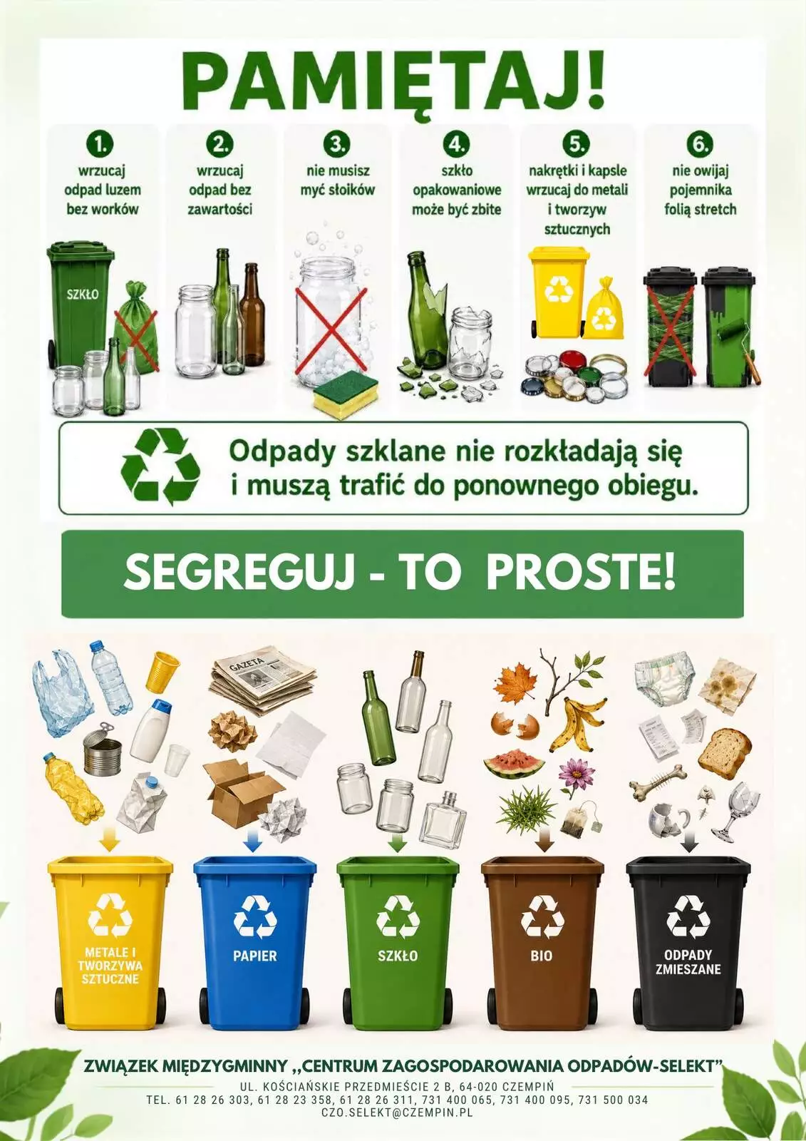 Odbiór szkła tylko z zielonego pojemnika